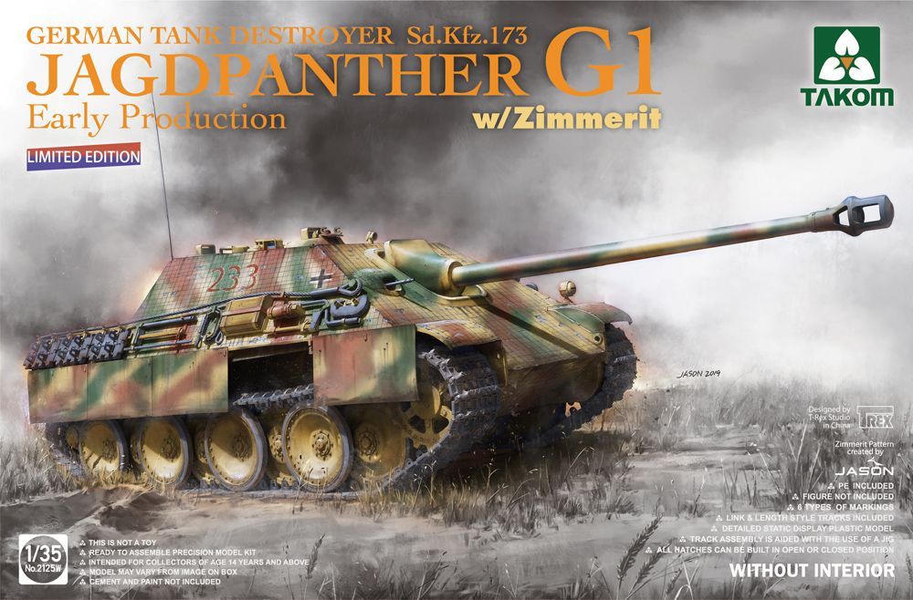 Takom 1/35 Scale German WWII Jagdpanther G1 Early SdKfz 173 w/ Zimmerit Limited Edition Model Kit