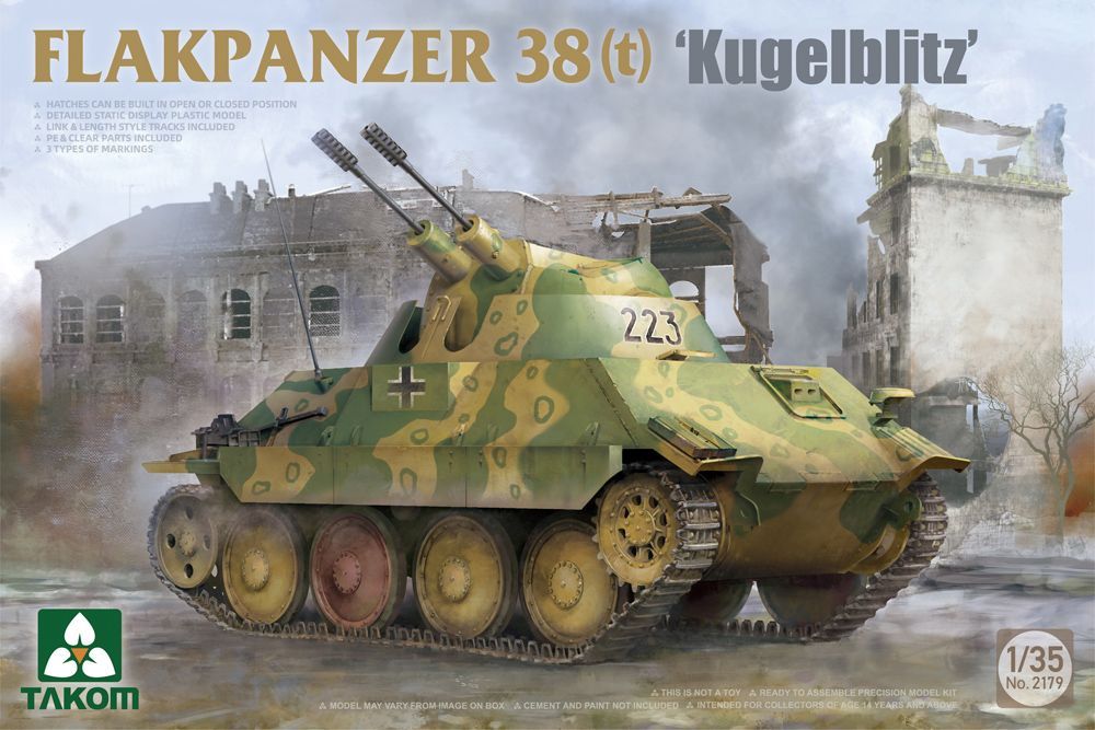 Takom 1/35 Scale German WWII Flakpanzer 38(t) 'Kugelblitz' Model Kit