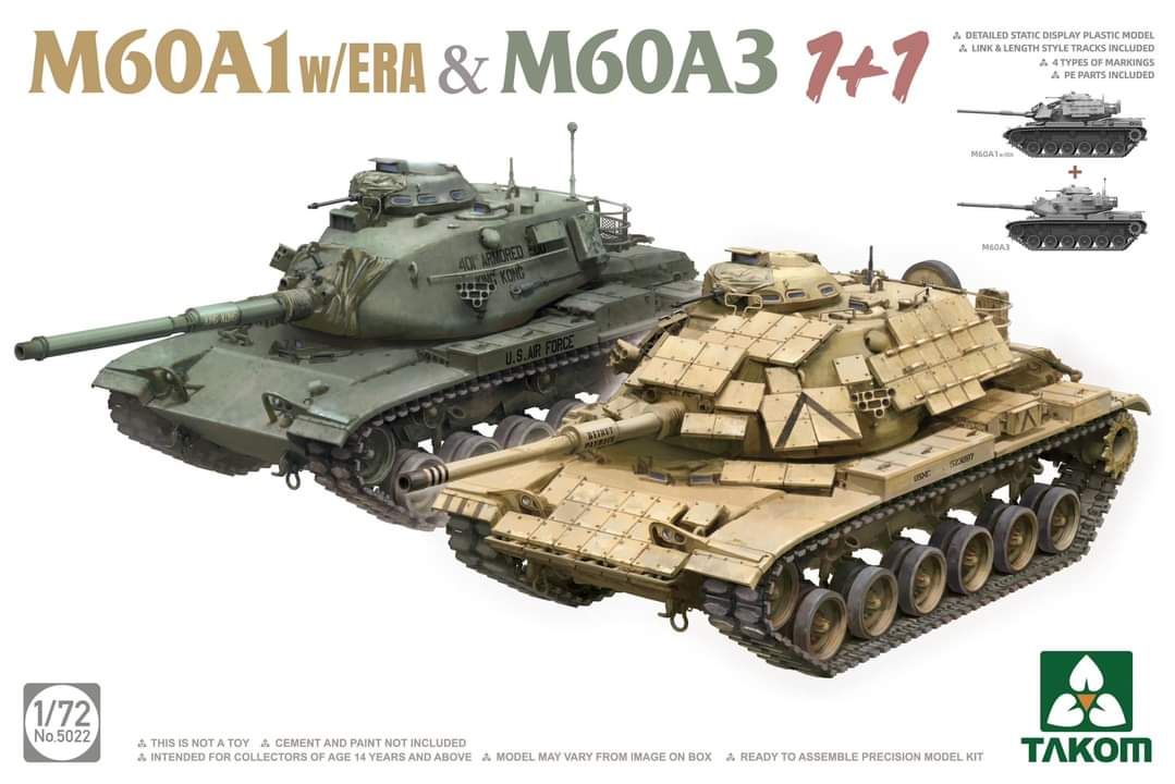 Takom 1/72 Scale US M60A1 w/ERA & M60A3 1+1, ca.1980s Model Kit