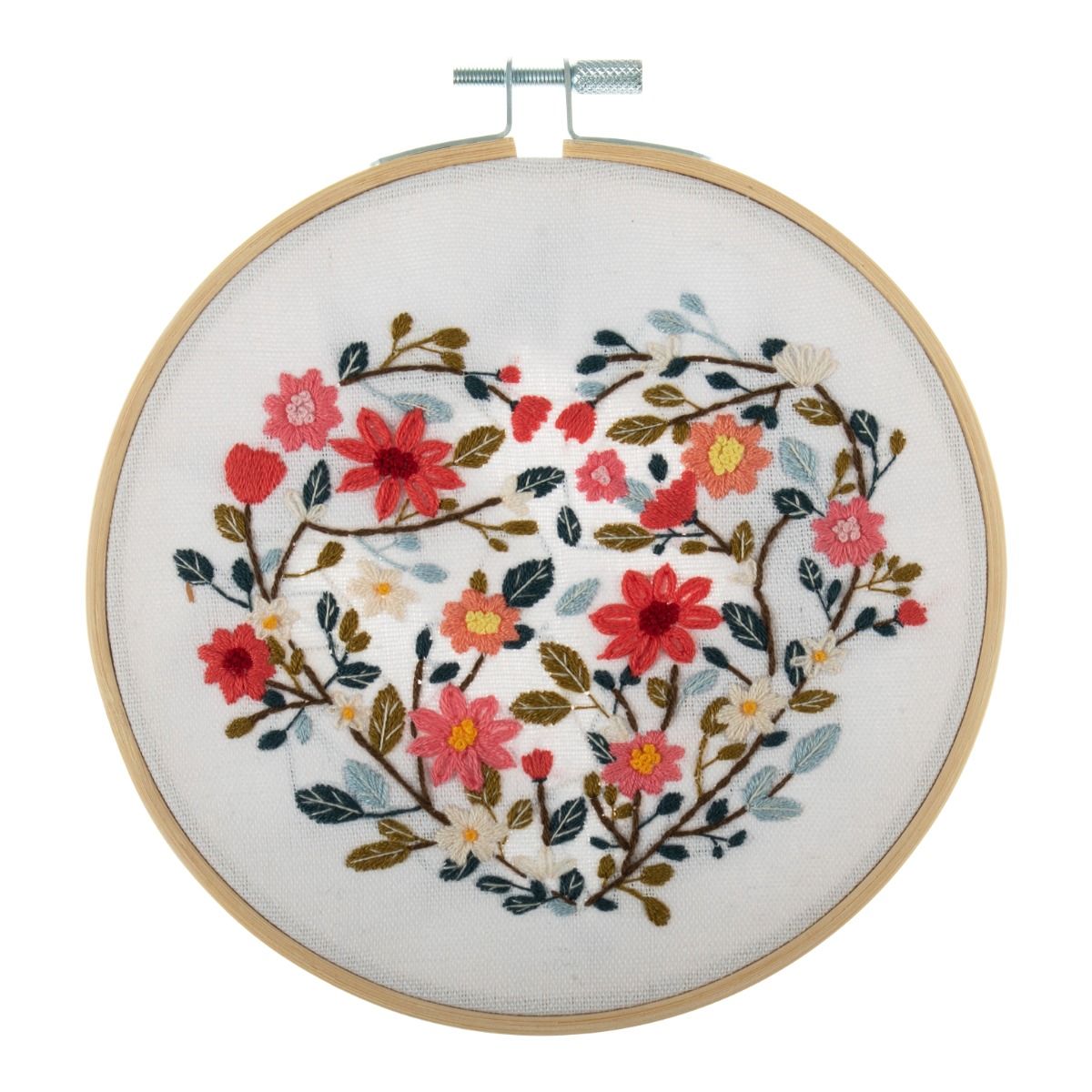 Trimits Floral Heart Embroidery Hoop Kit