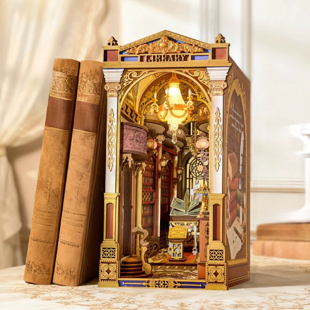 Rolife Library of Wonders 3D Wooden DIY Miniature House Book Nook