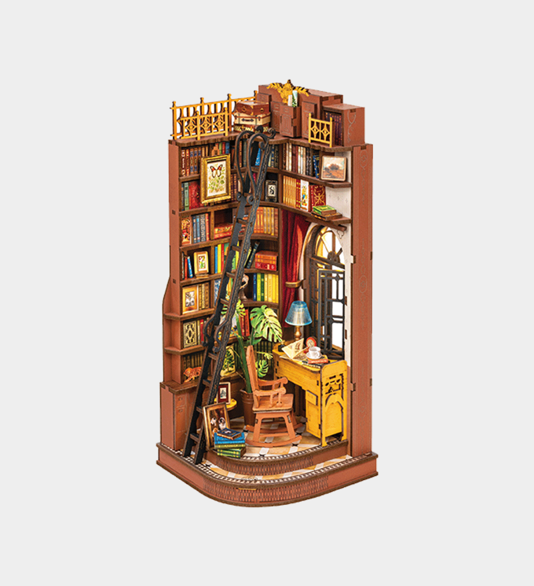 Rolife Silent Corner Study 3D Wooden DIY Miniature House Book Nook