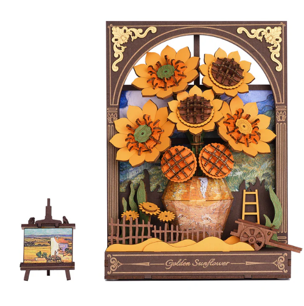 Rowood Golden Sunflower Wall Art 3D Wooden Puzzle Model Kit