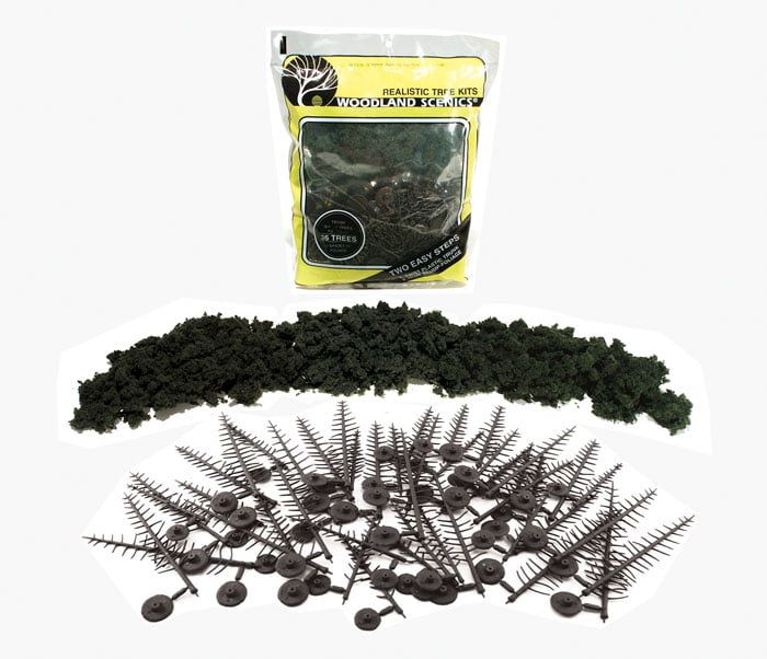 Forest Green Conifer Realistic Trees Kit Pack of 24
