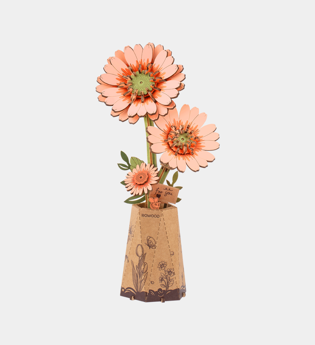 Rowood Light Orange Gerbera Daisy Wooden Model Kit