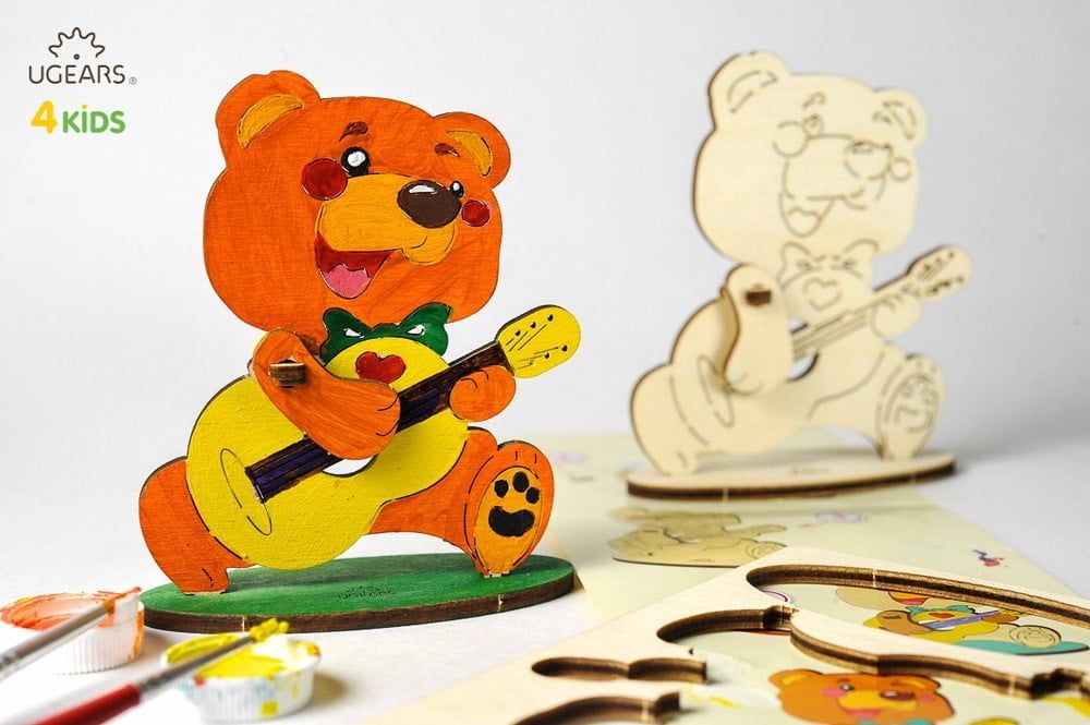 UGears 3D Colouring Bear-Cub Wooden Model Kit