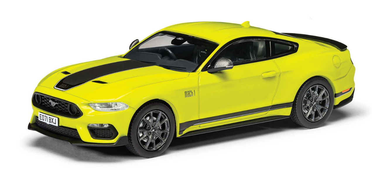 Corgi 1/43 Scale Ford Mustang Mk6 Mach 1, Grabber Yellow Die Cast Model