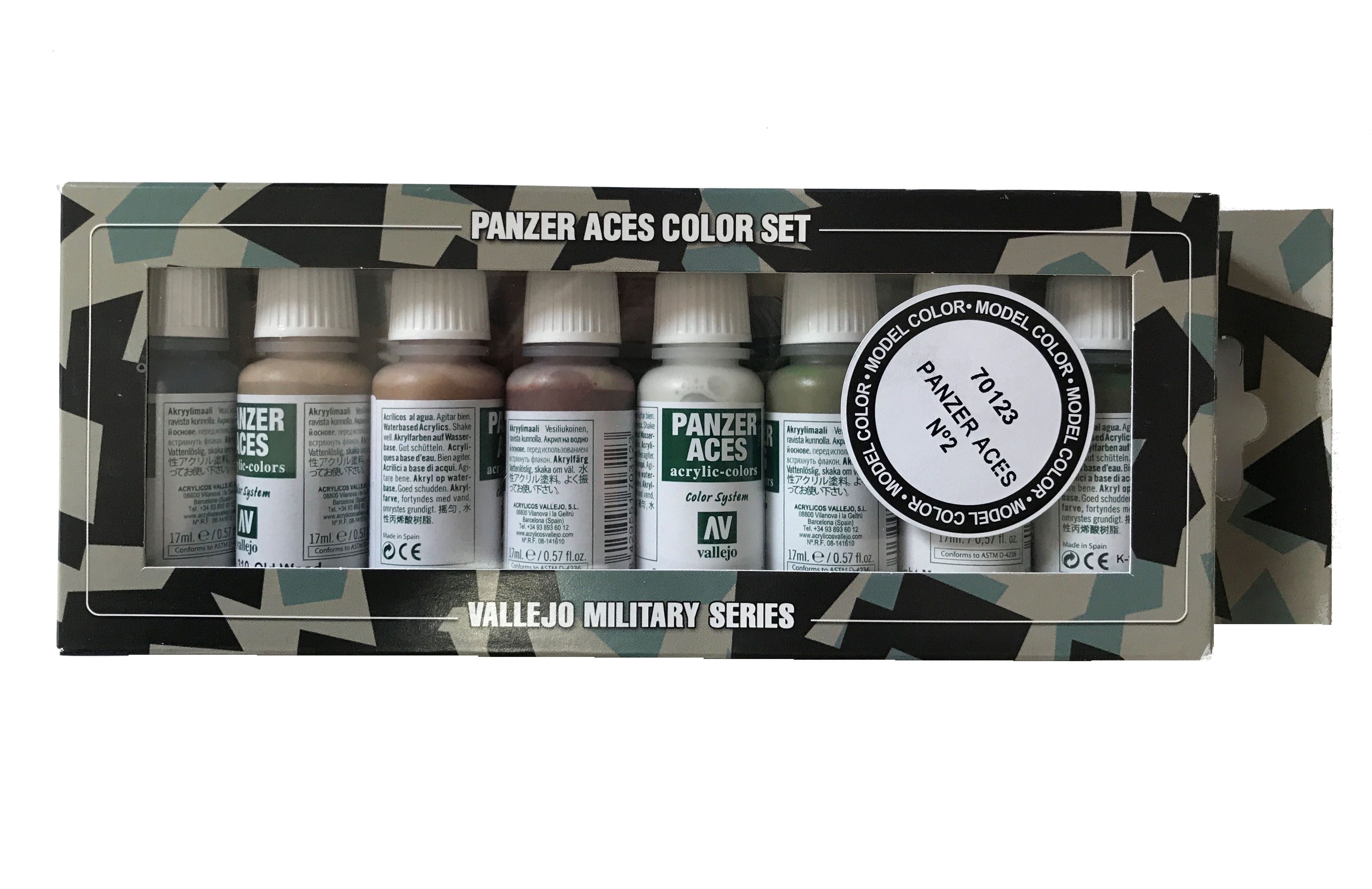  Vallejo Panzer Aces No.2 Wood Leather Stencils Acrylic Paint Set 8 x 17ml