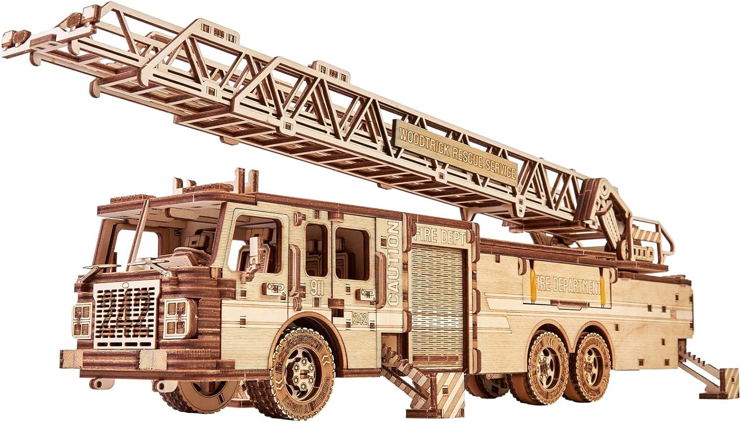 Wood Trick Rescue Fire Truck Wooden Model Kit
