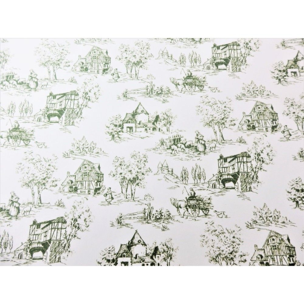 Toile de Jouy Green Wallpaper for 12th Scale Dolls House