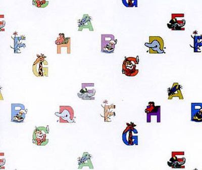 Pastel Alphabety Wallpaper 420 x 297mm for 12th Scale Dolls House