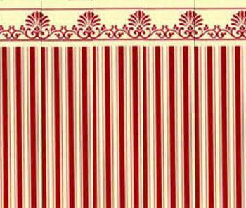 Majestic Red and Cream Wallpaper for 12th Scale Dolls House