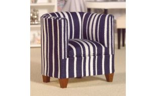 Blue/White Stripe Tub Chair for 12th Scale Dolls House
