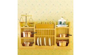 Wall Shelf with Plate Rack for 12th Scale Dolls House