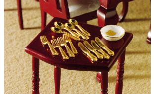 12 Piece Gold Cutlery Set for 12th Scale Dolls House