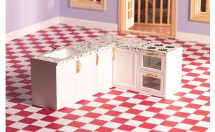 Dolls House Emporium 1/12 Scale Unpainted L Shape All in One Kitchen
