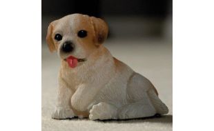 Poppy the White & Brown Pup for 12th Scale Dolls House