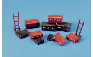 Peco Trunks (4) Suitcases (6) & Trolley Sack Truck (2) OO Gauge