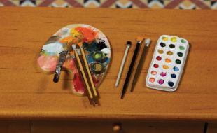 Artists Palette, Brushes & Paints for 12th Scale Dolls House