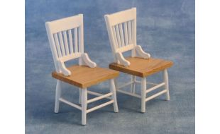 White/Pine Chairs (Pack of 2) for 12th Scale Dolls House