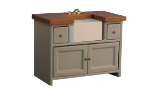Grey/ Pine Shaker Style Sink Unit for 12th Scale Dolls House
