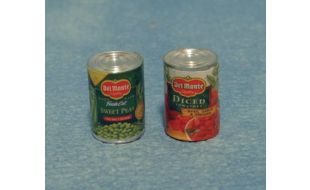 2 x Tins of Vegtables for 12th Scale Dolls House