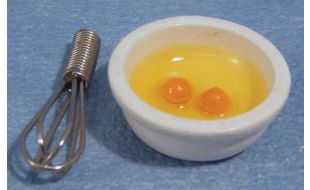Eggs in Bowl & Whisk for 12th Scale Dolls House