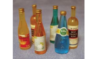 Mixed Wine Bottles x 6 for 12th Scale Dolls House