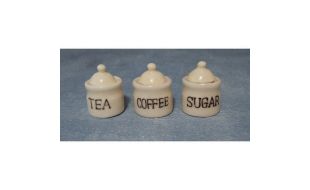 Glazed Tea, Coffee and Sugar Pot Set for 12th Scale Dolls House