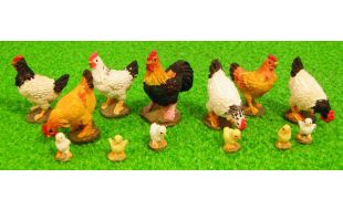 Assorted Chickens (13) for 12th Scale Dolls House