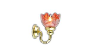 12V Lily Wall Lamp With Red Shade for 12th Scale Dolls House