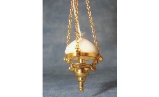 3V LED Hanging Oil Lamp Gold for 12th Scale Dolls House