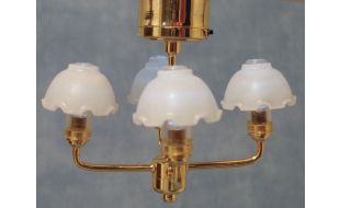 3V LED Ceiling Light with 4 Piecrust Shades for 12th Scale Dolls House