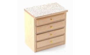 Modern Pine 4 Drawer Kitchen Unit with Worktop for 12th Scale Dolls House