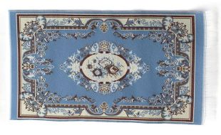 Blue Victoria Rug 17 x 10cm for 12th Scale Dolls House
