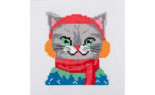 Trimits Cat Ear Muffs Mini Counted Cross Stitch Kit