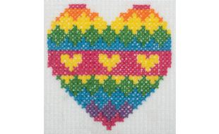 Trimits Rainbow Heart Counted Cross Stitch Kit
