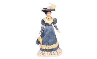 Porcelain Victorian Lady in Blue Dress for 12th Scale Dolls House