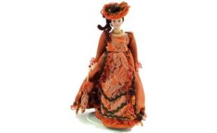 Porcelain Victorian Lady in Russet Dress for 12th Scale Dolls House