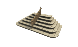 Scale Model Scenery Platform Steps With Decorative Railings OO Gauge