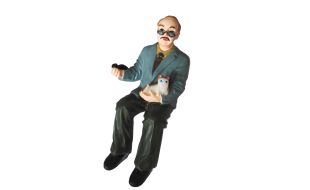 Resin Sitting Grandfather with Cat for 12th Scale Dolls House