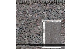 Scale Model Scenery Dry Stone Wall Texture Paper (Pack of 5) OO Gauge