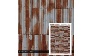 Scale Model Scenery Rusty Corrugated Iron Texture Paper (Pack of 5) OO Gauge