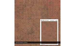 Scale Model Scenery English Bond Dirty Red Brick Texture Paper (Pack of 5) OO Gauge