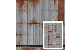 Scale Model Scenery Rusty & Weathered Corrugated Iron Texture Paper (Pack of 5) OO Gauge