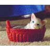 Miniature Kitten in Basket for 12th Scale Dolls House