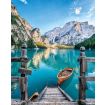 Figured'Art Boat on the Mountain Lake Printed Cross Stitch Kit