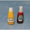 Bottles of Tomato Ketchup and Mustard for 12th Scale Dolls House