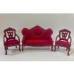 Sofa and Two Chairs in Red Upholstery for 12th Scale Dolls House