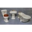 Blue Floral Bathroom Suite Set with Gold Fittings for 12th Scale Dolls House